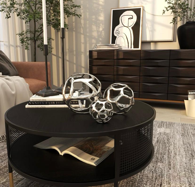 Kibler Aluminum Metal Abstract Cutout Orb Decorative Sculpture, Set of 3 8", 6", 4"W