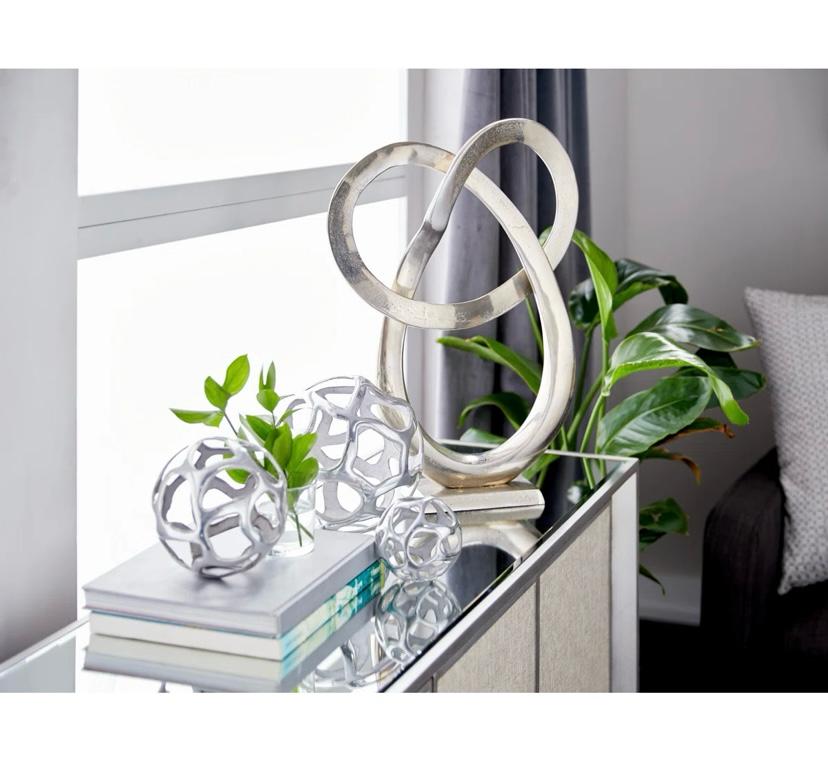 Kibler Aluminum Metal Abstract Cutout Orb Decorative Sculpture, Set of 3 8", 6", 4"W