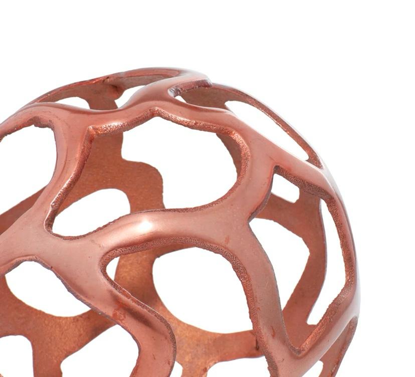 Kibler Aluminum Metal Abstract Cutout Orb Decorative Sculpture, Set of 3 8", 6", 4"W