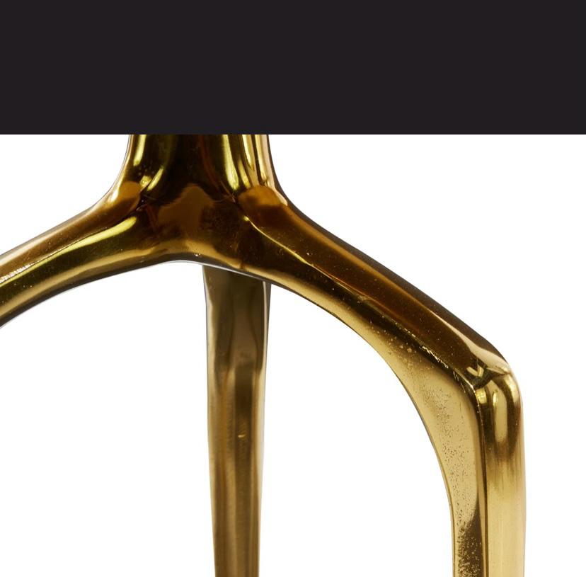 Jody Aluminum Gold Metal Tray Inspired Top Side End Accent Table with 3 Tripod Legs