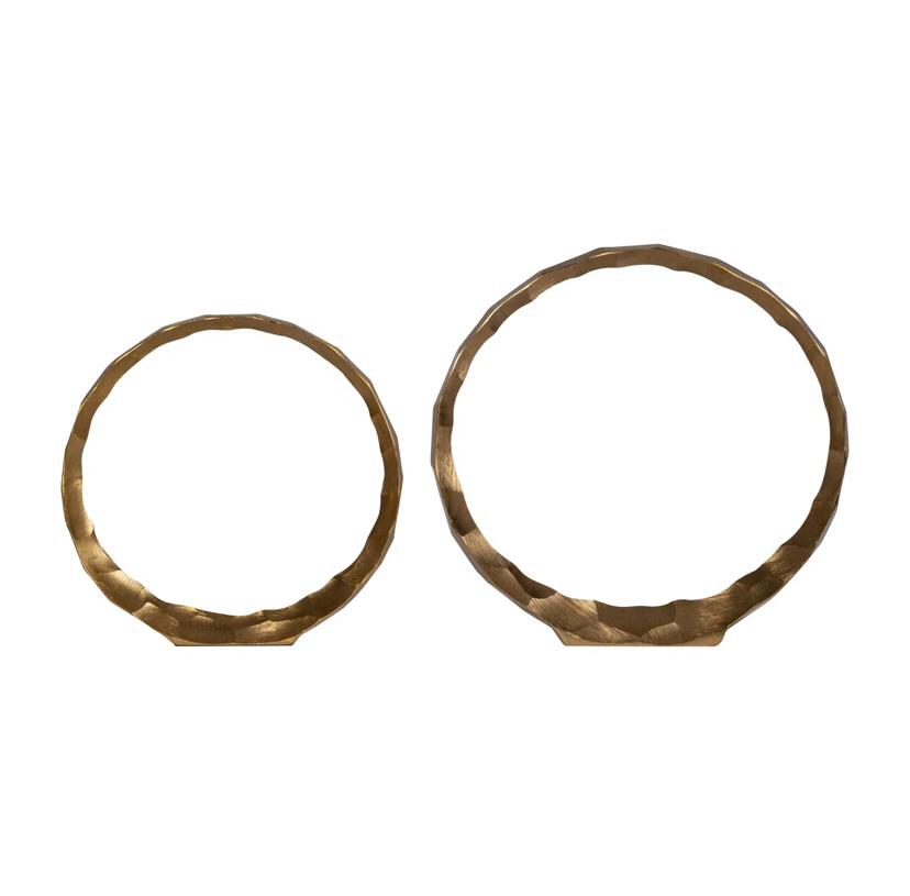 Tasa Modern Textured Metal Ring Sculpture Set of 2