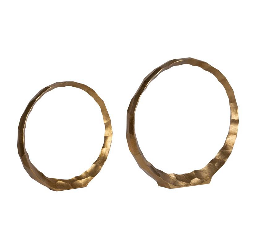 Tasa Modern Textured Metal Ring Sculpture Set of 2