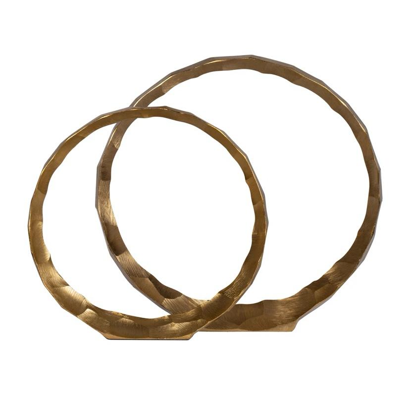 Tasa Modern Textured Metal Ring Sculpture Set of 2