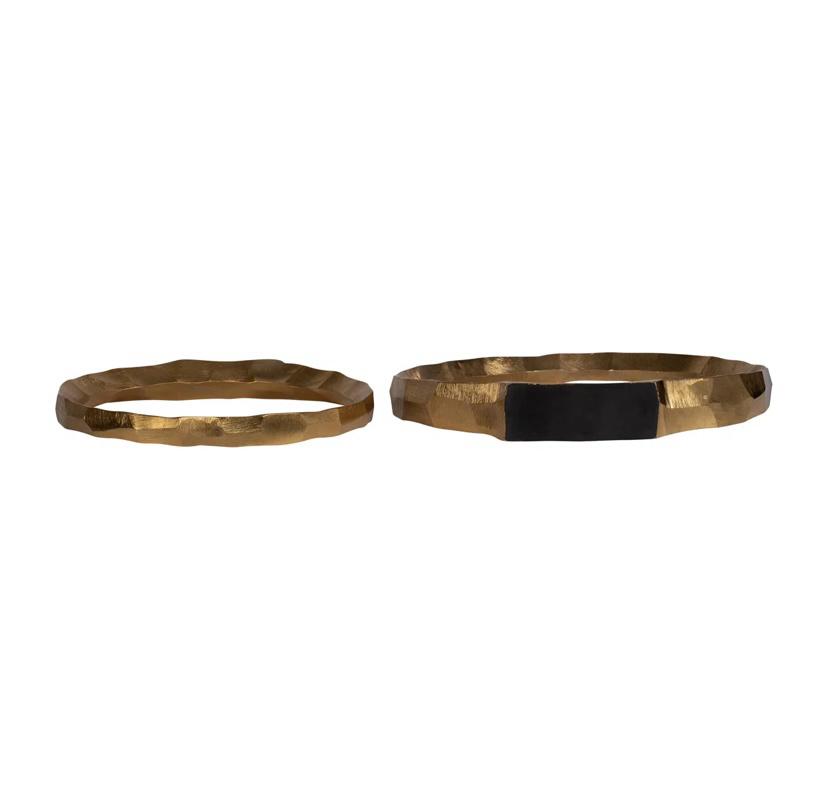 Tasa Modern Textured Metal Ring Sculpture Set of 2