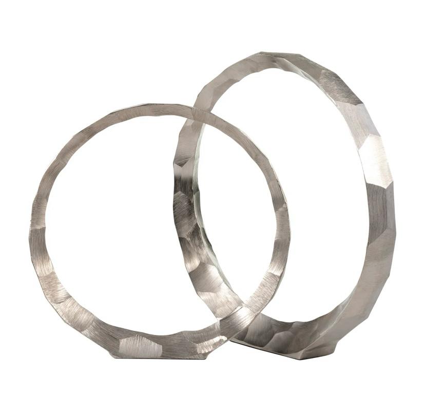 Emaar  Modern Textured Metal Ring Sculpture Set of 2