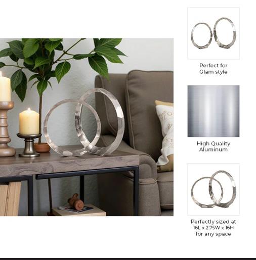 Emaar  Modern Textured Metal Ring Sculpture Set of 2