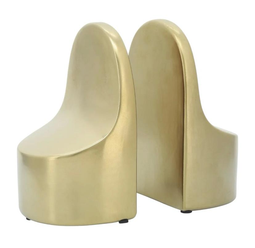 Alex Contemporary Bookends, Gold set of 2