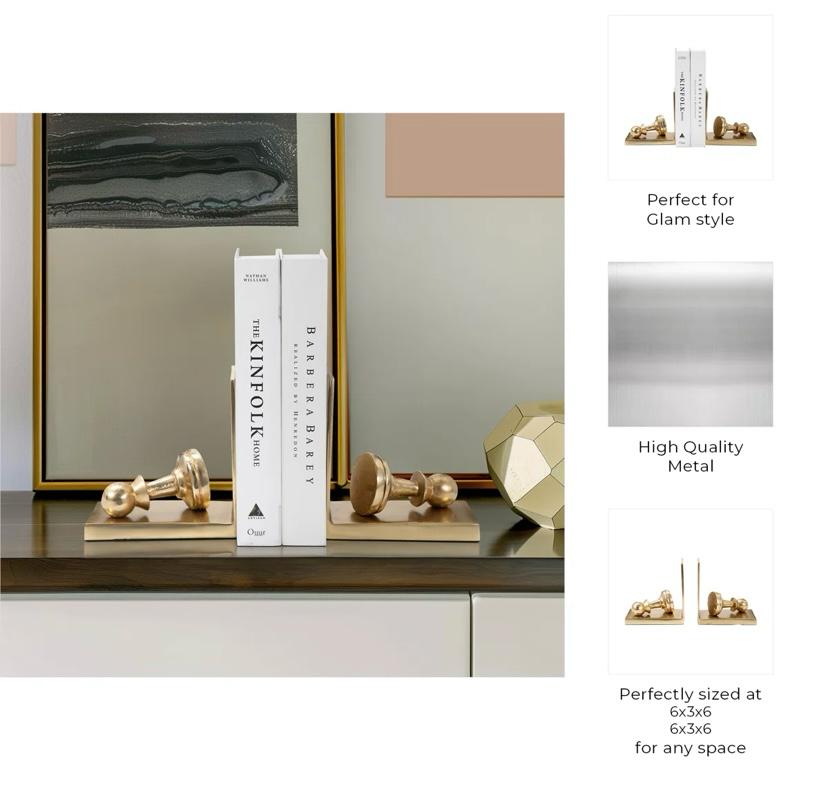 Julian Chess Aluminum Bookends set of 2