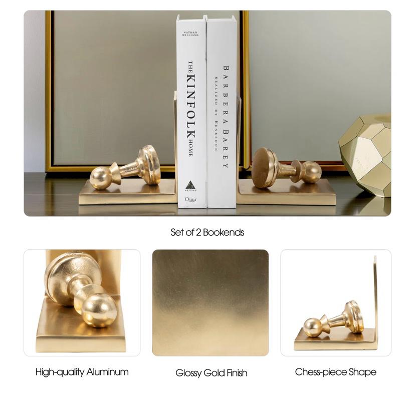 Julian Chess Aluminum Bookends set of 2