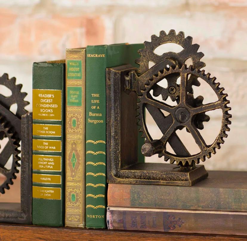 Industrial Metal Bookends (Set of 2)