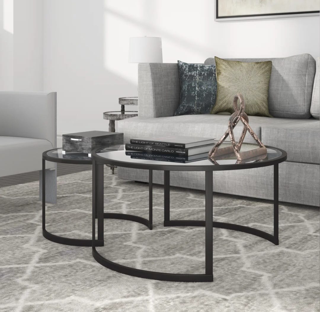 Kahoka  Glass And Steel Round Nested Coffee Tables