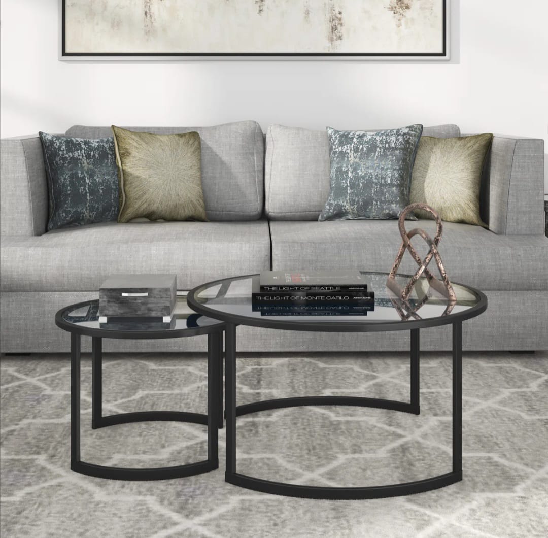 Kahoka  Glass And Steel Round Nested Coffee Tables
