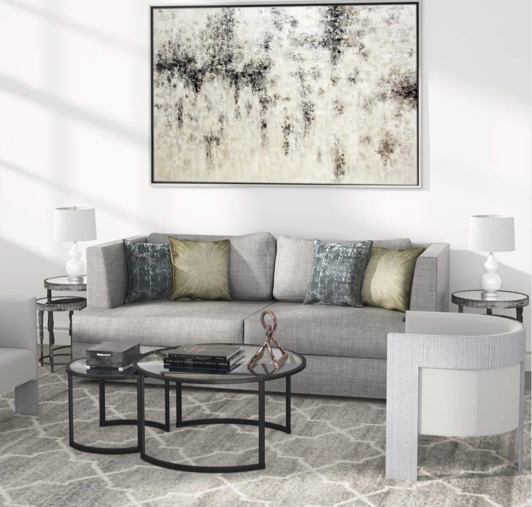 Kahoka  Glass And Steel Round Nested Coffee Tables