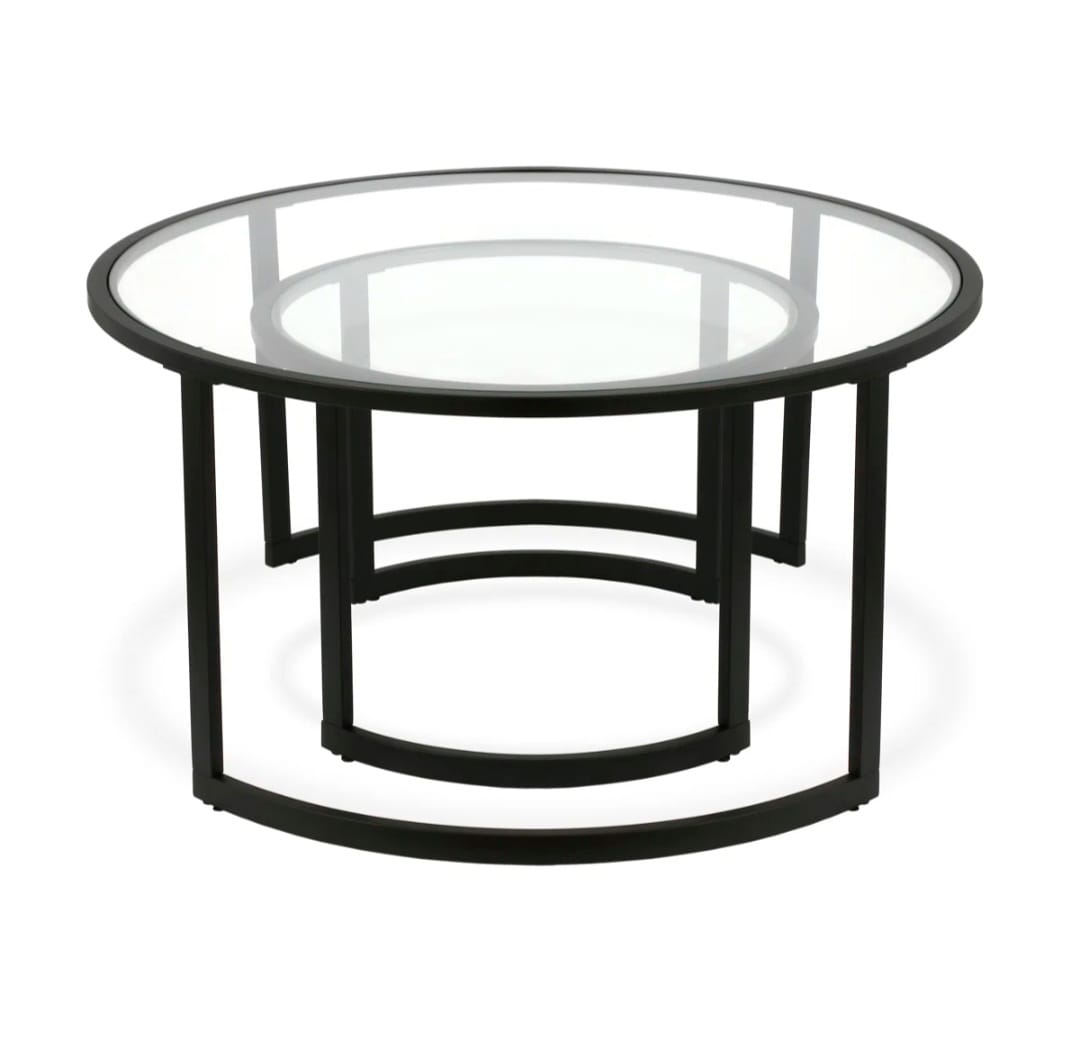 Kahoka  Glass And Steel Round Nested Coffee Tables