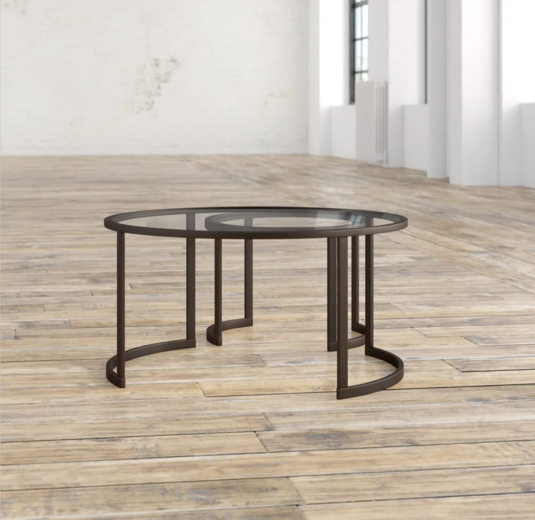Kahoka  Glass And Steel Round Nested Coffee Tables