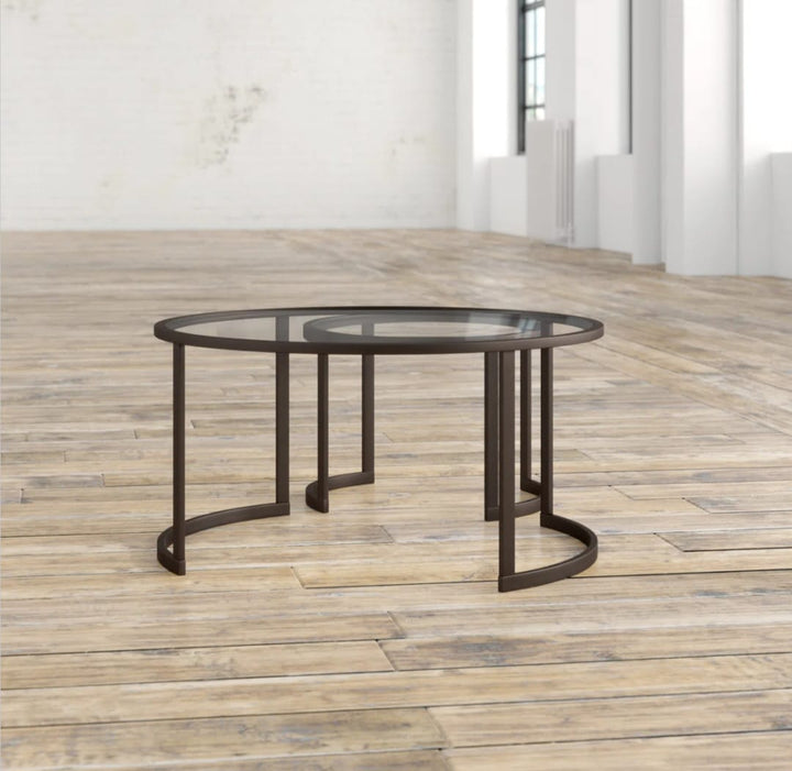 Kahoka  Glass And Steel Round Nested Coffee Tables