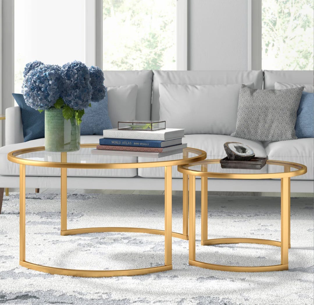 Zora glass coffe table steel