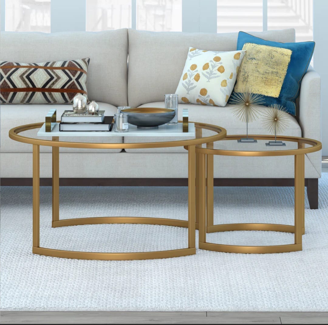 Zora glass coffe table steel