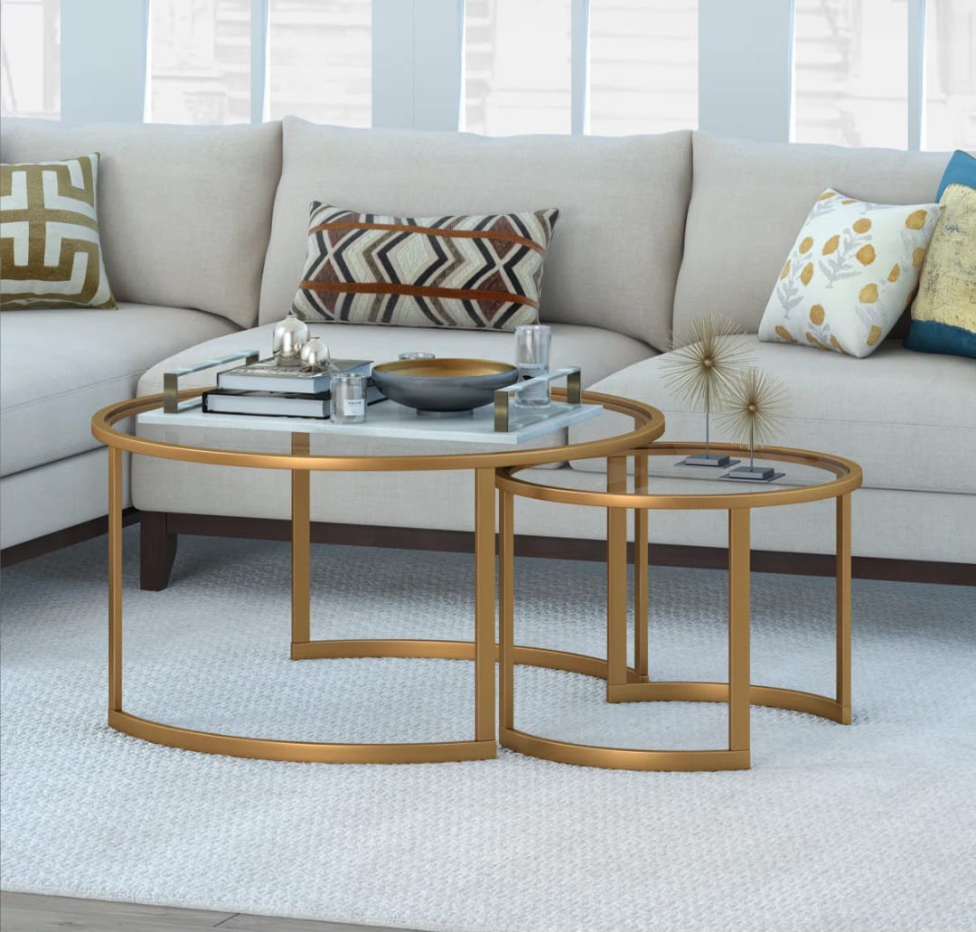 Zora glass coffe table steel