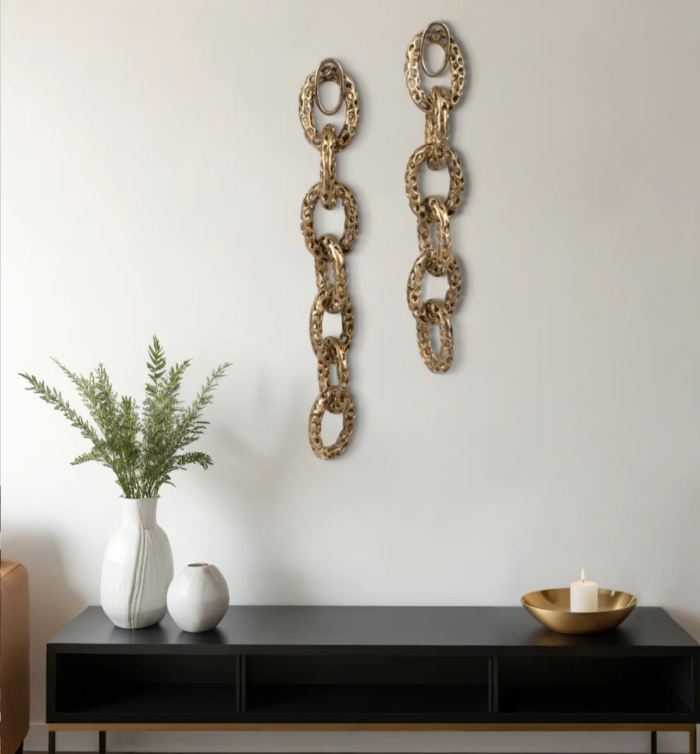 Raha  Hanging Chain Sculpture Wall Decor for Home Accent