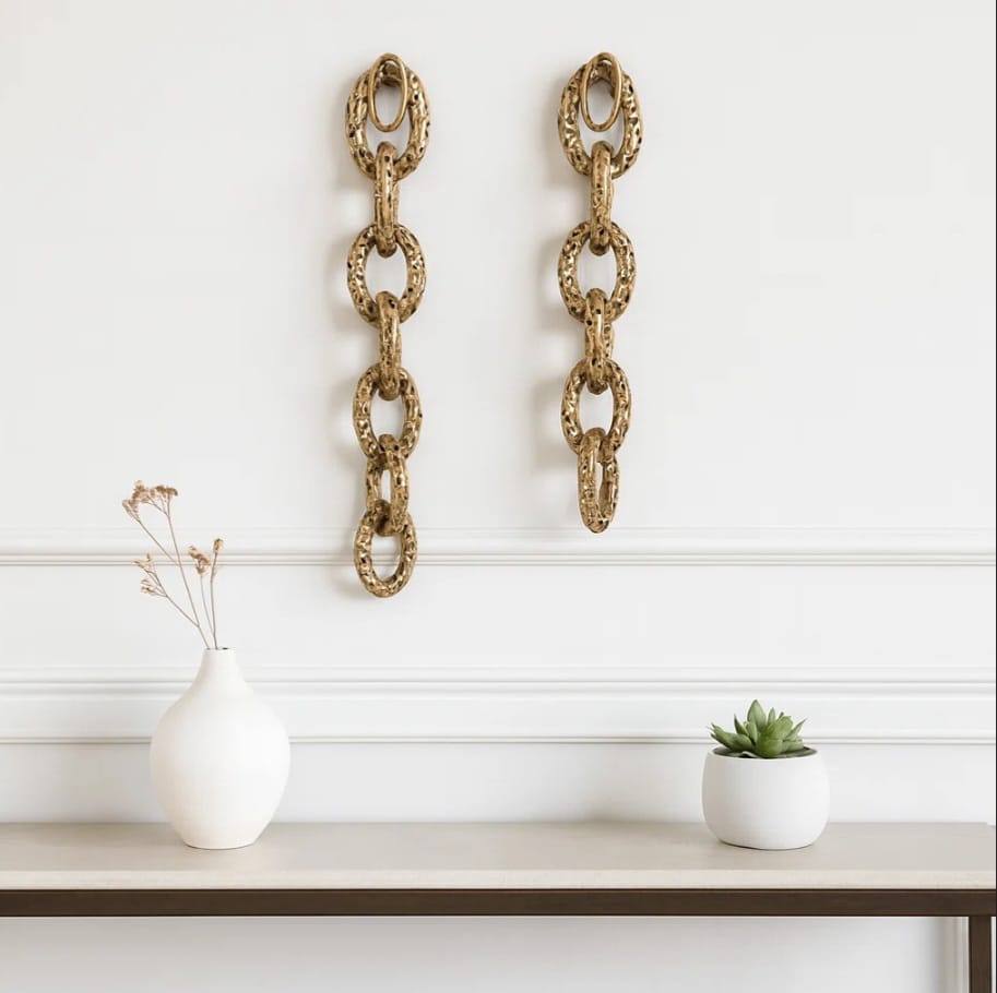 Raha  Hanging Chain Sculpture Wall Decor for Home Accent