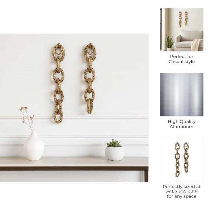 Raha  Hanging Chain Sculpture Wall Decor for Home Accent