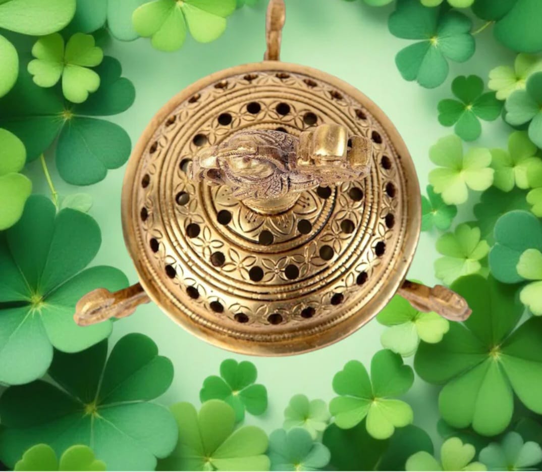 Brass Peacock Dhoop Dani Pot: Loban Bakhoor Burner, Pooja Decor