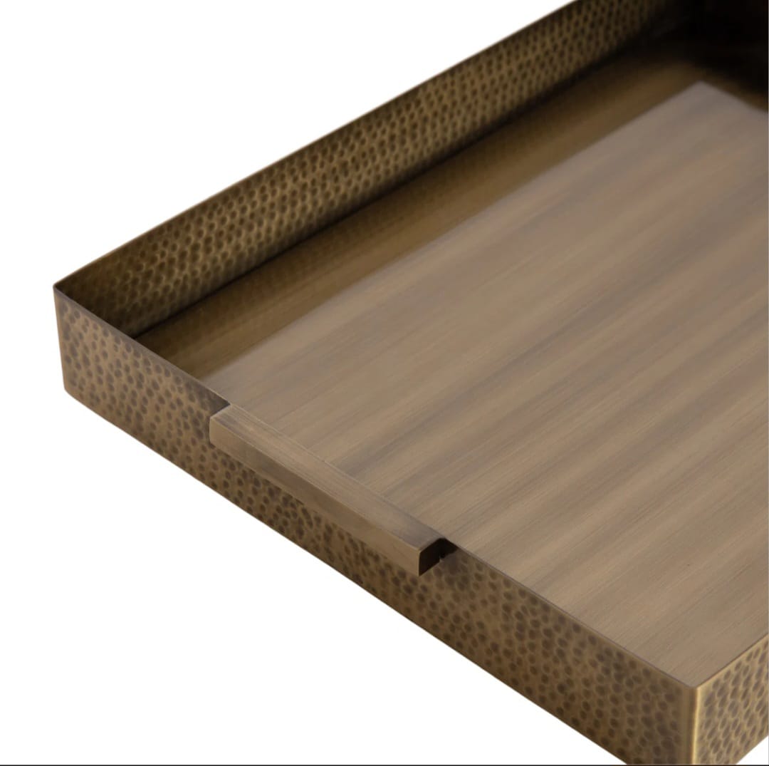 Yasmine Round Hammered Metal Serving Tray