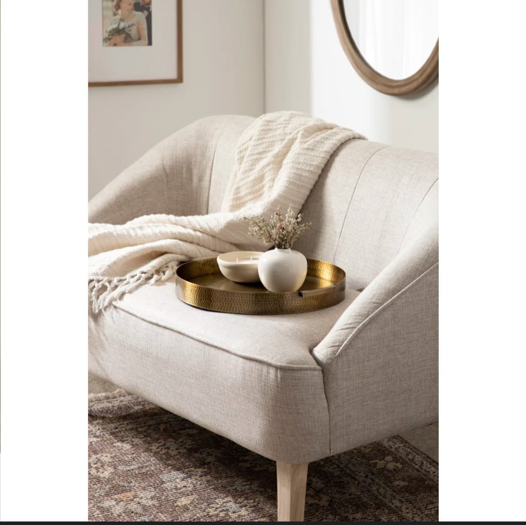 taskin  Round Hammered Metal Serving Tray