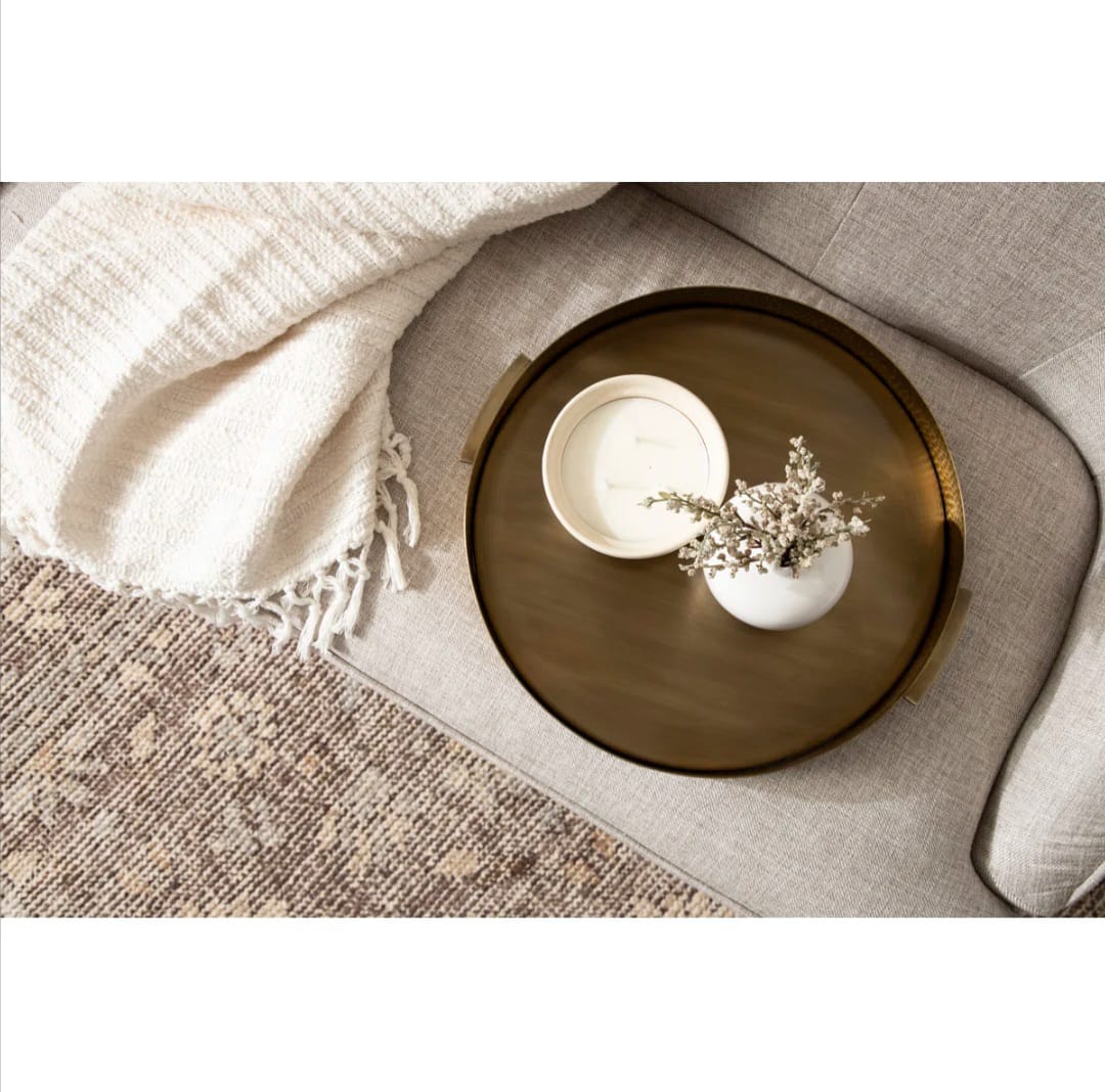 taskin  Round Hammered Metal Serving Tray