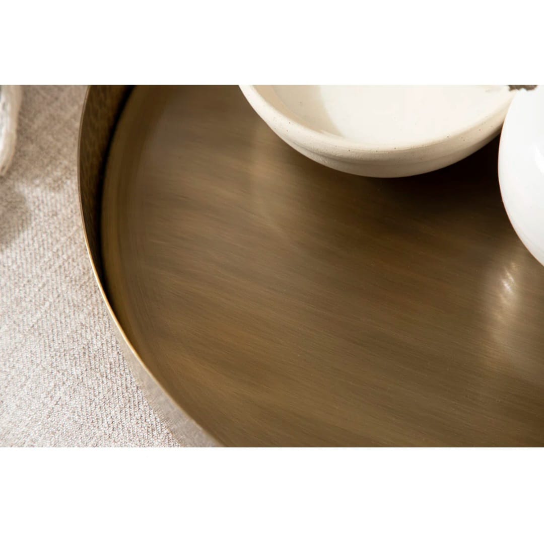 taskin  Round Hammered Metal Serving Tray