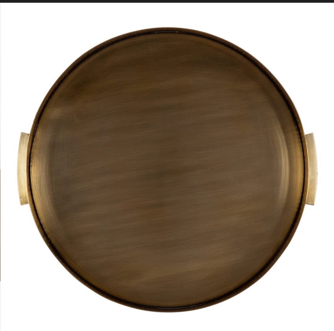 taskin  Round Hammered Metal Serving Tray