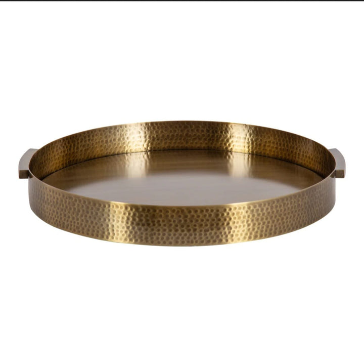 taskin  Round Hammered Metal Serving Tray