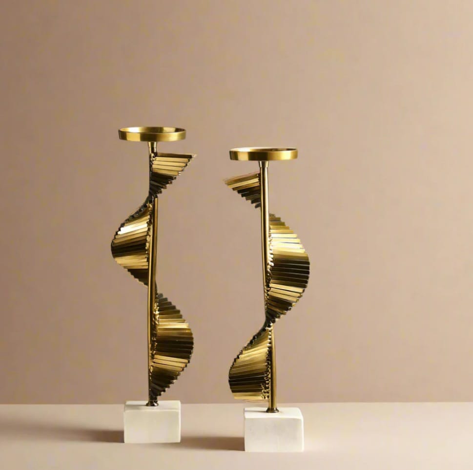 Spirale   Gold   Candleholders   Set   of   2
