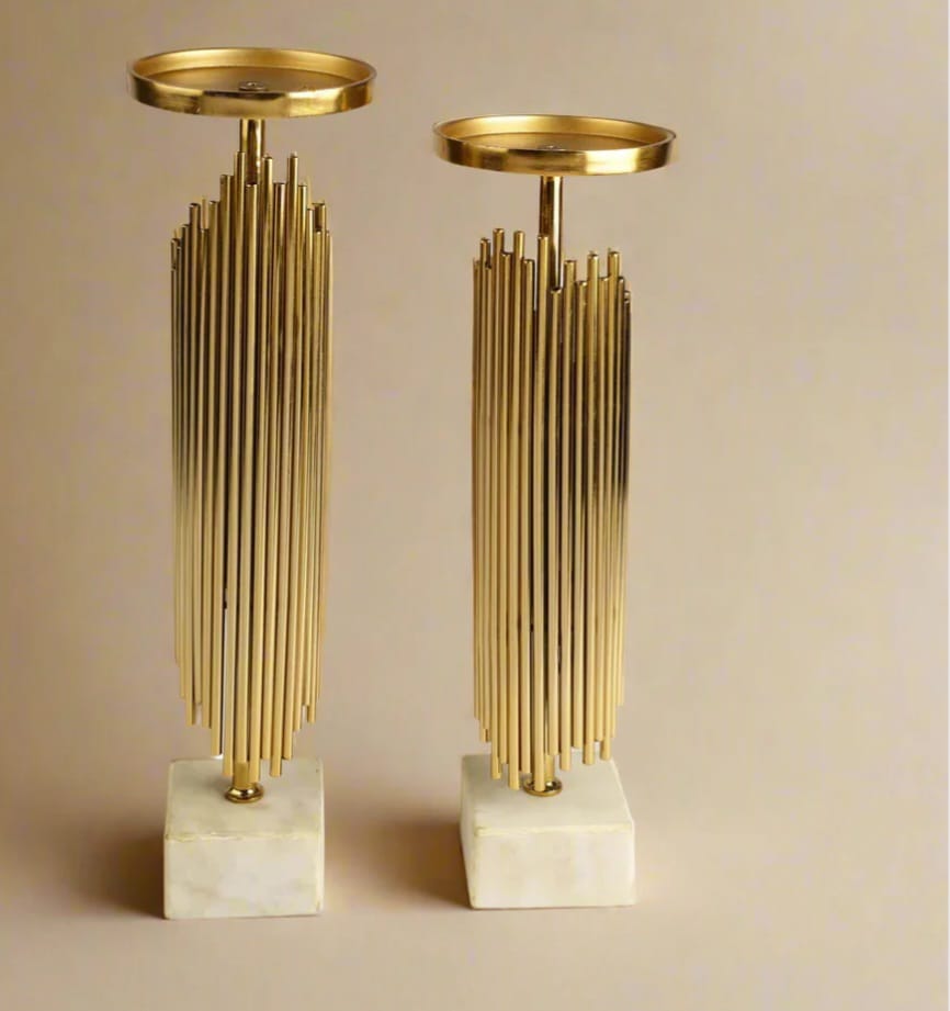 Fimora    Gold   Candleholders   Set   of   2