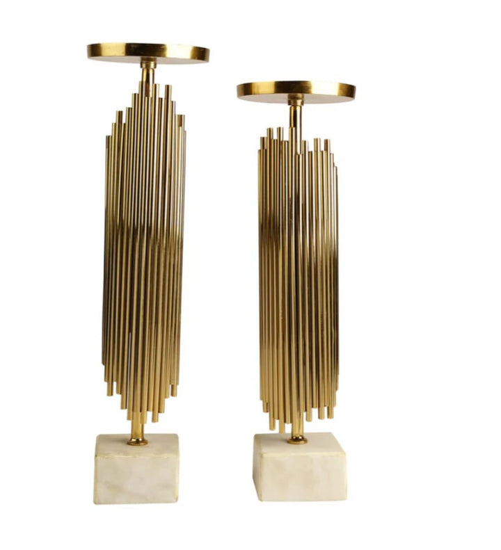 Fimora    Gold   Candleholders   Set   of   2