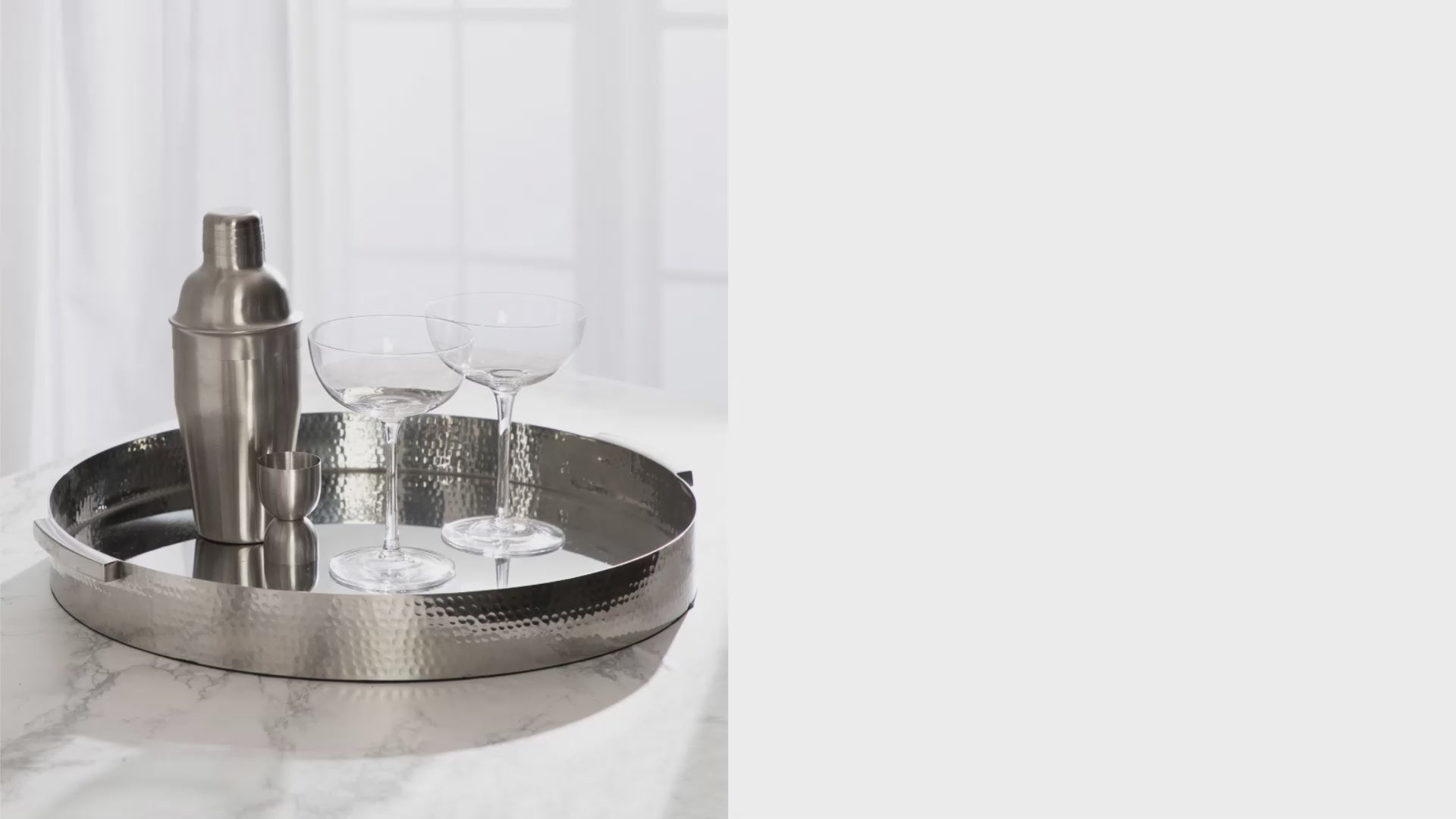 taskin  Round Hammered Metal Serving Tray