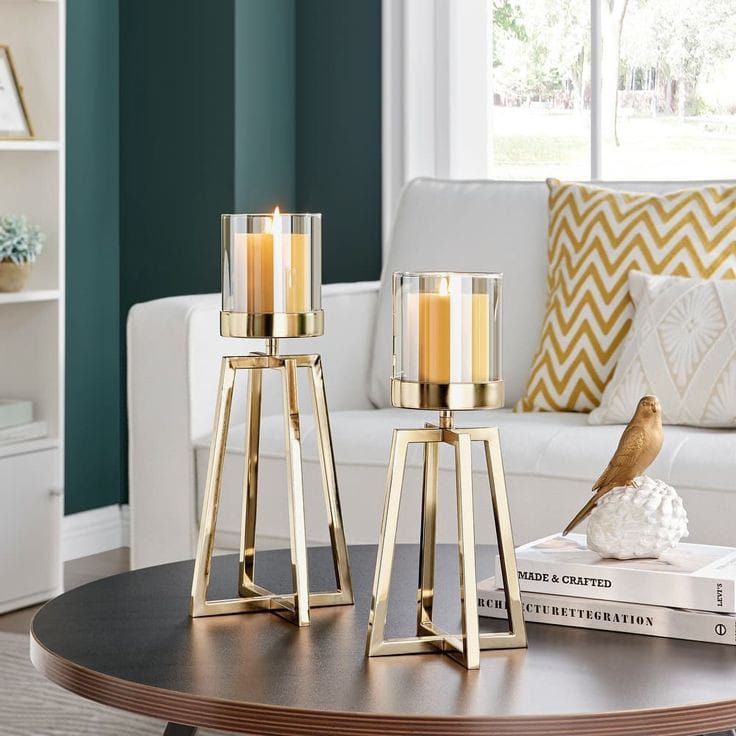 Auro  Gold Candleholders Set of 2